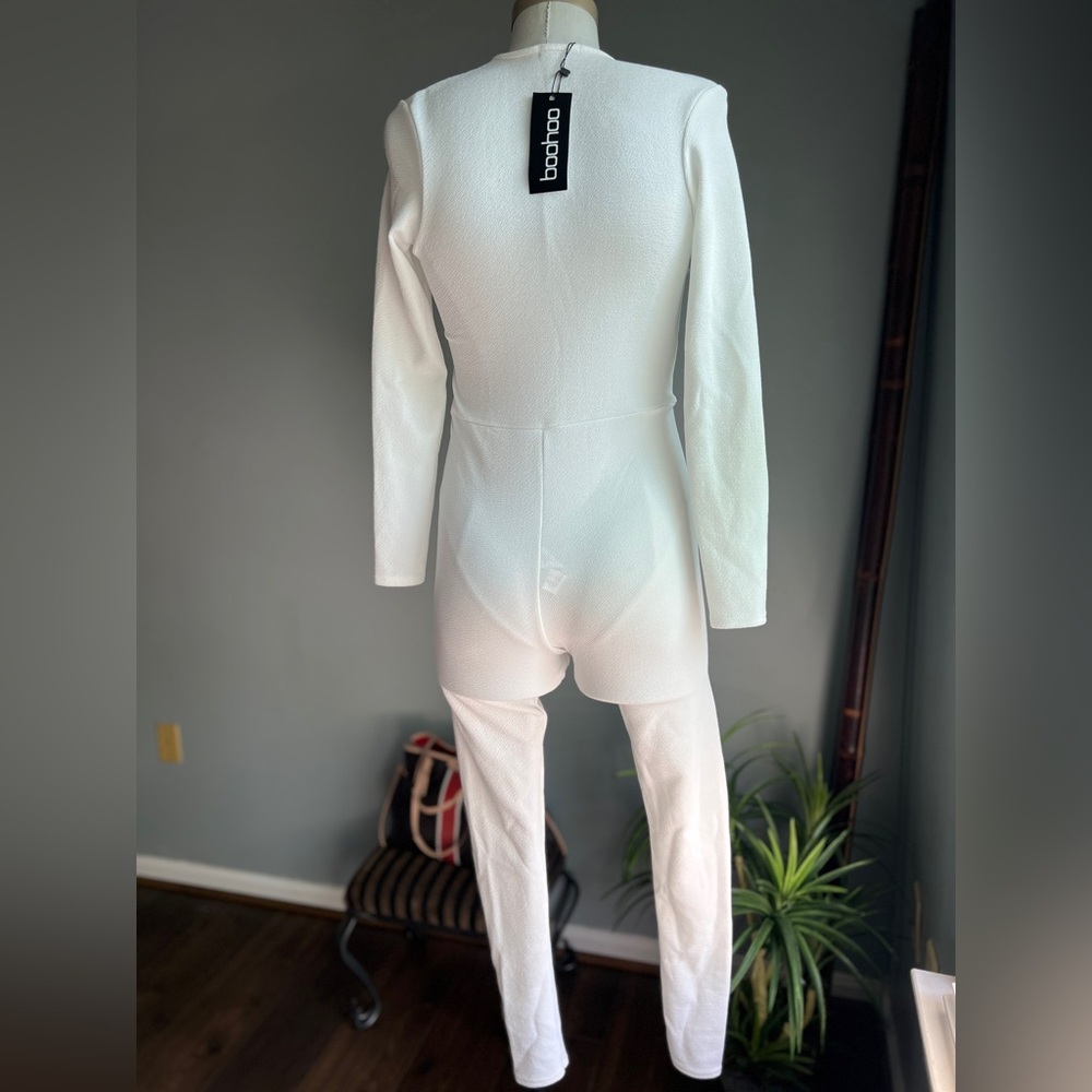 NWT Boho White Bodycon Catsuit Jumpsuit Size 4 - Picture 4 of 6